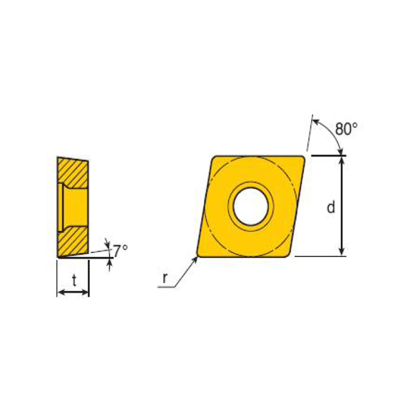  POSITIVE7°REAR ANGLE RHOMBIC insert